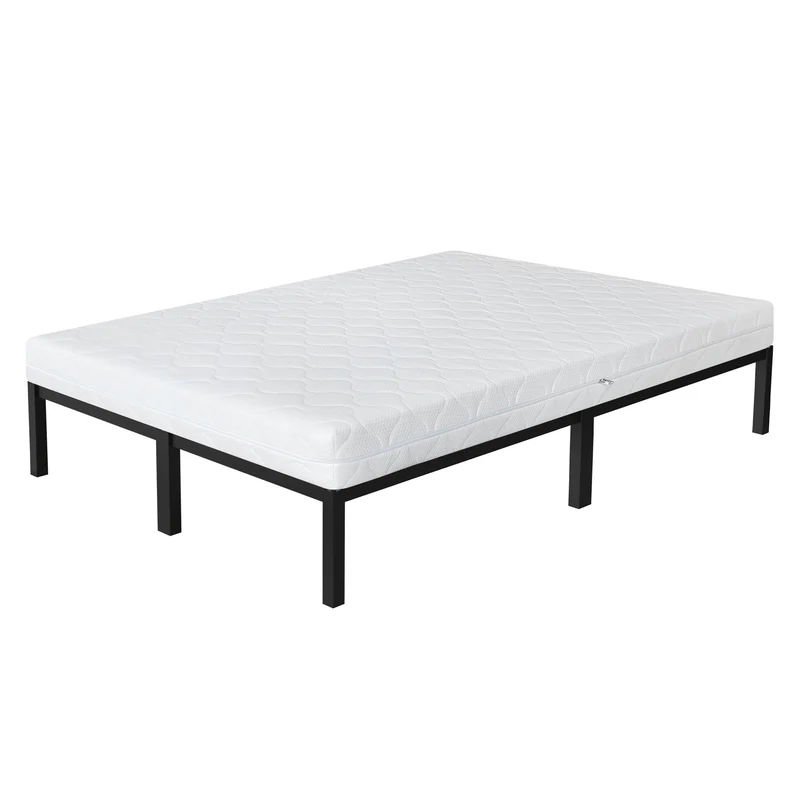 Metallbett 140x200 cm Schwarz mit Lattenrost und Matratze ML-Design