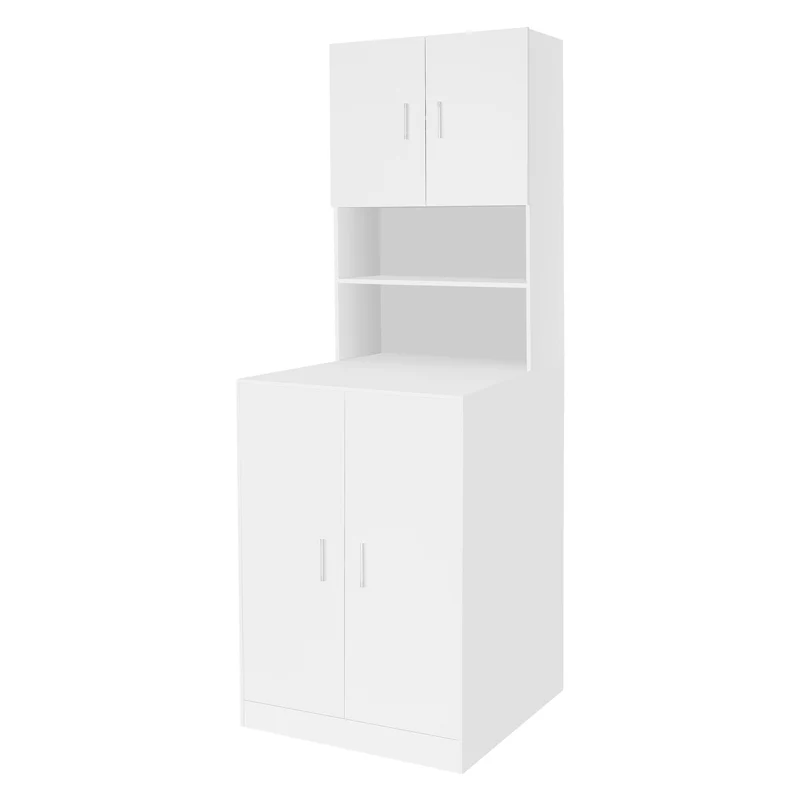 Waschmaschinenschrank Waschmaschinen Regal 70,5x190,5x70 cm mit 4 Türen und 2 Ablagen in Weiß ML-Design