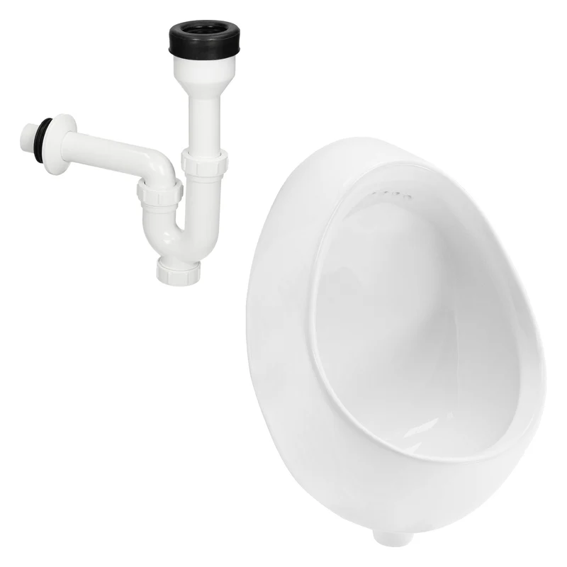 Urinal Pissoir aus Keramik mit Zulauf von Hinten inkl. Absaug Siphon Luxebath