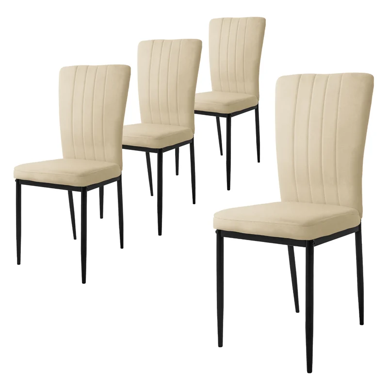 B-Ware Esszimmerstuhl 4er Set Taupe mit Samtbezug und Metallbeinen Küchenstuhl ML-Design