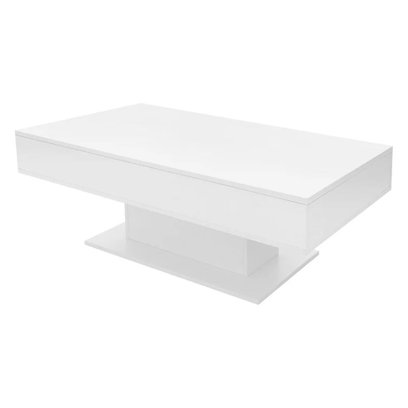 Couchtisch 110x60x40 cm Weiß inkl. 2 Staufächern unter Schiebeplatte ML-Design
