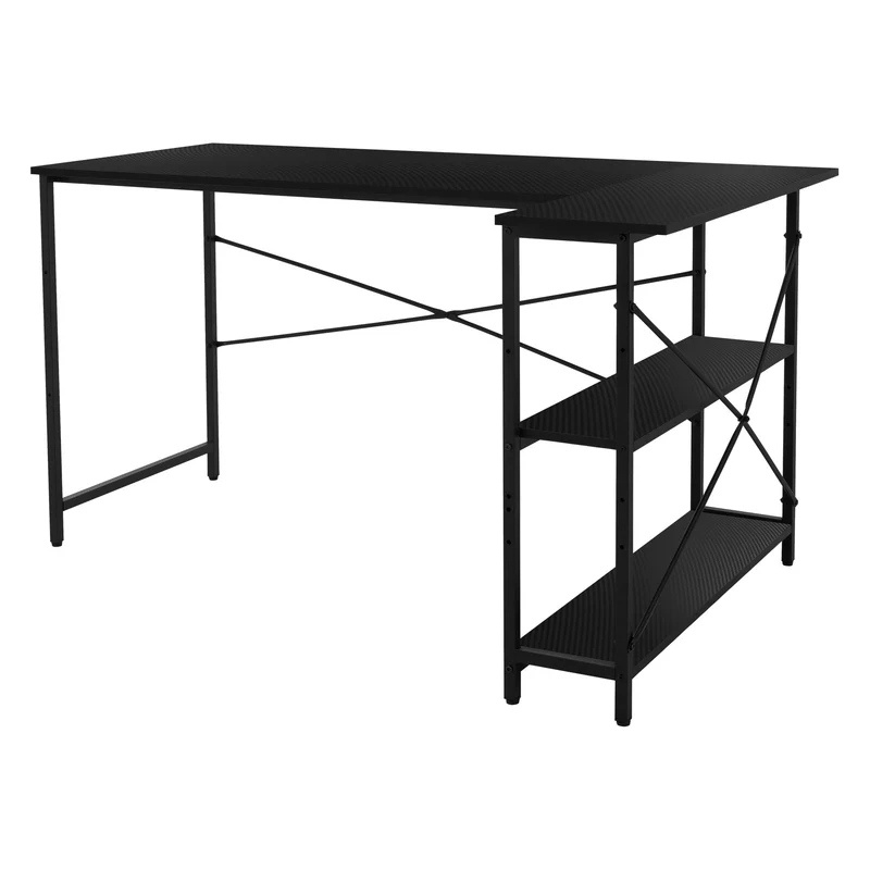 B-Ware Schreibtisch L-Form beidseitig montierbar 140x89x75 cm Carbon mit Regal ML-Design