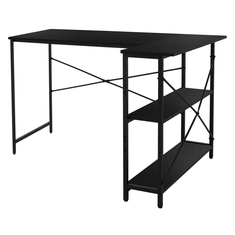 B-Ware Schreibtisch L-Form beidseitig montierbar 120x89x75 cm Carbon mit Regal ML-Design