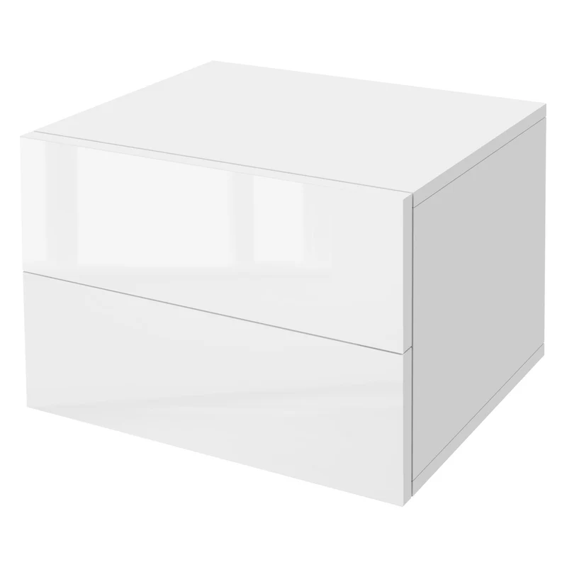 B-Ware Nachttisch mit zwei Schubladen 42x29x30 cm Weiß glänzend ML-Design