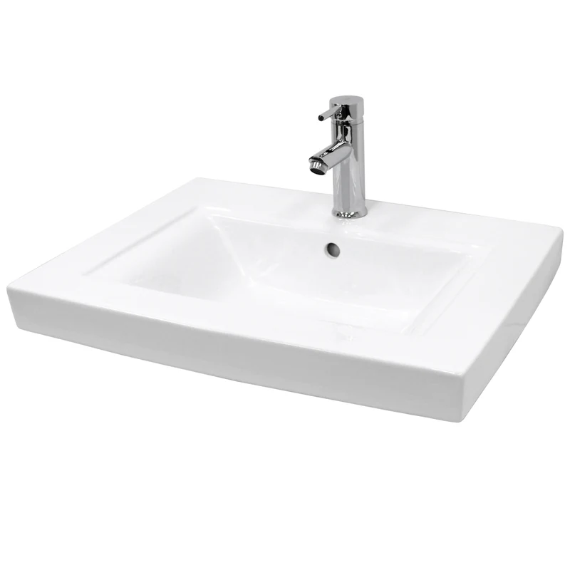 B-Ware Waschbecken Eckigform mit Überlauf 60,5x46,5x16 cm Weiß aus Keramik