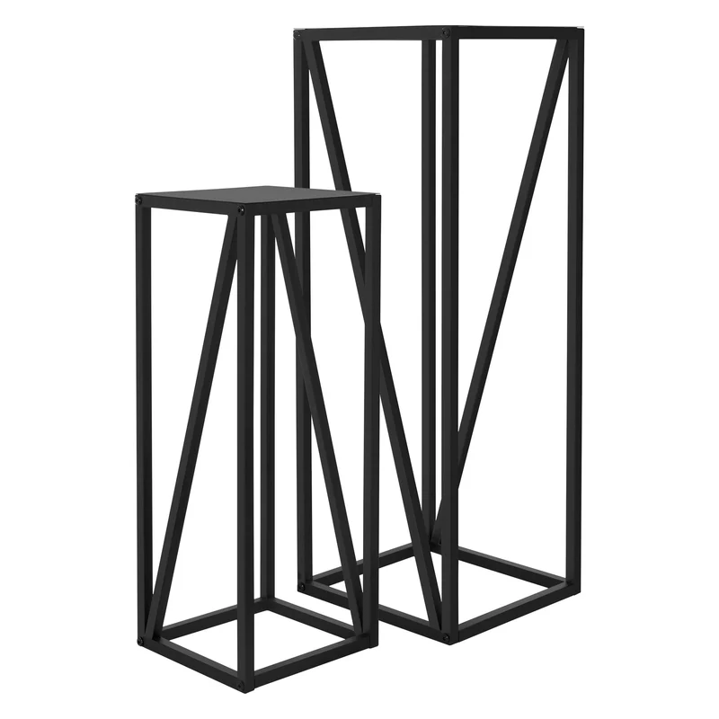 2er Set Blumenständer 21,5x21,5x57,4/26x26x73,5 cm Schwarz aus Stahl ML-Design