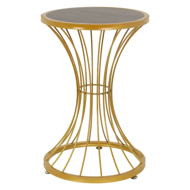Beistelltisch in Stundenglas-Form Ø 38x57 cm Gold aus Metall und Holz ML-Design