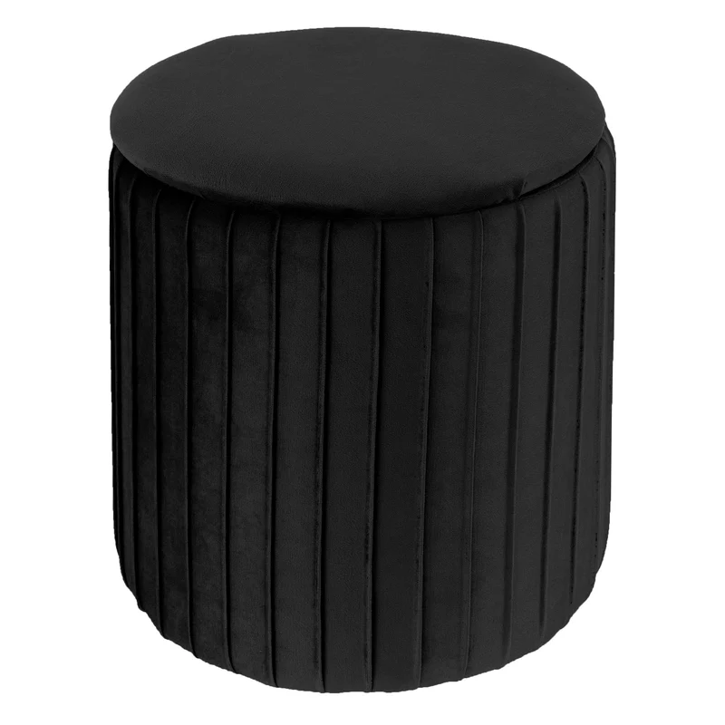 Sitzhocker mit Stauraum Ø 34x37 cm Schwarz aus Samtstoff