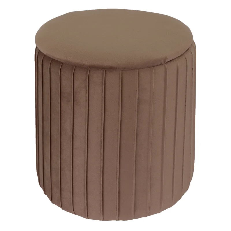 Sitzhocker mit Stauraum Ø 34x37 cm Braun aus Samtstoff