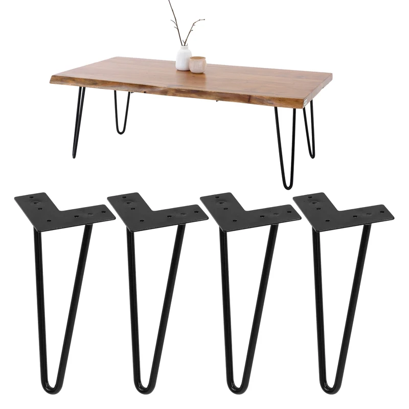 Tischbeine Tischgestell 4er Set V-Design schmal 30 x 12 cm Schwarz aus Metall ML-Design