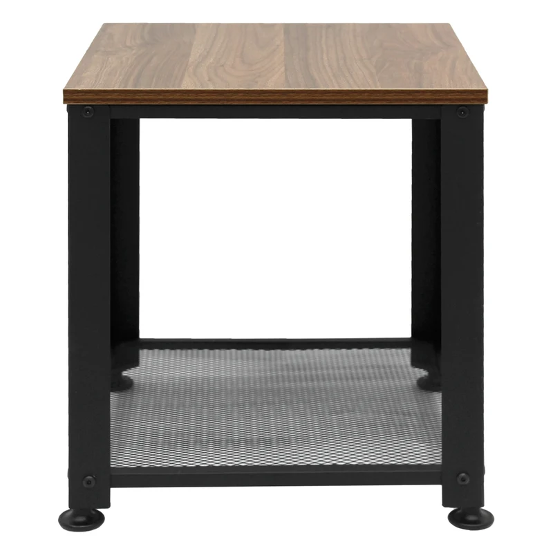 Beistelltisch 40x40x46 cm Natur/Schwarz inkl. Metallgestell und Gitterablage