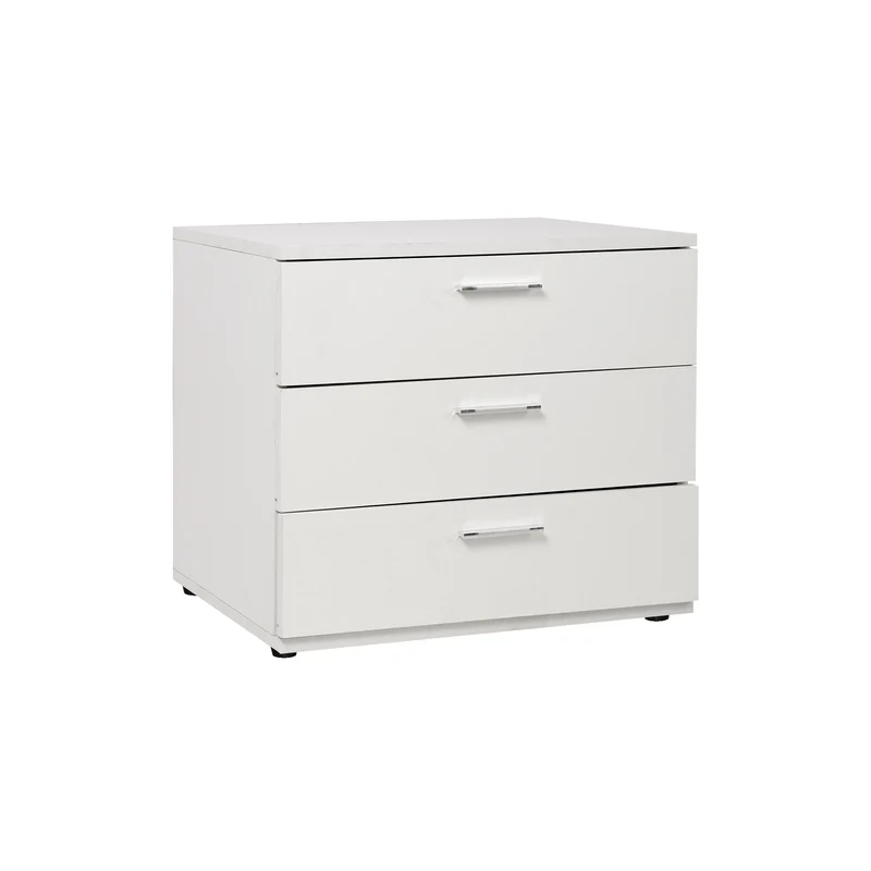 Nachttisch mit drei Schubladen 53x45x38 cm Weiß ML-Design