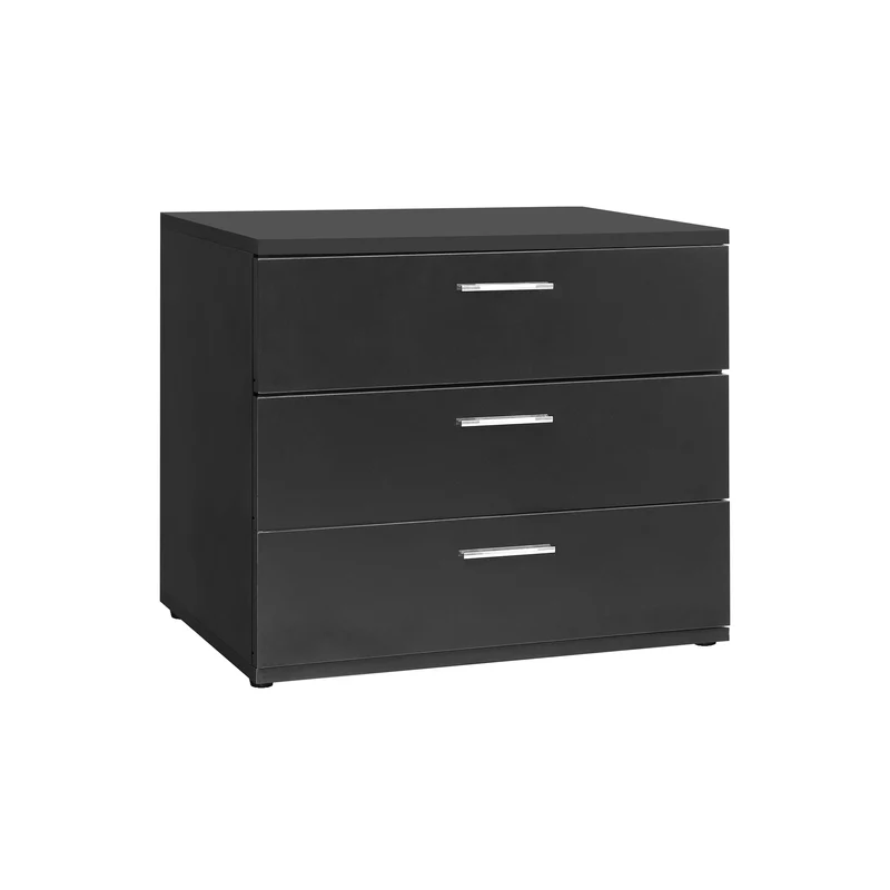 Nachttisch mit drei Schubladen 53x45x38 cm Schwarz aus Holz ML-Design