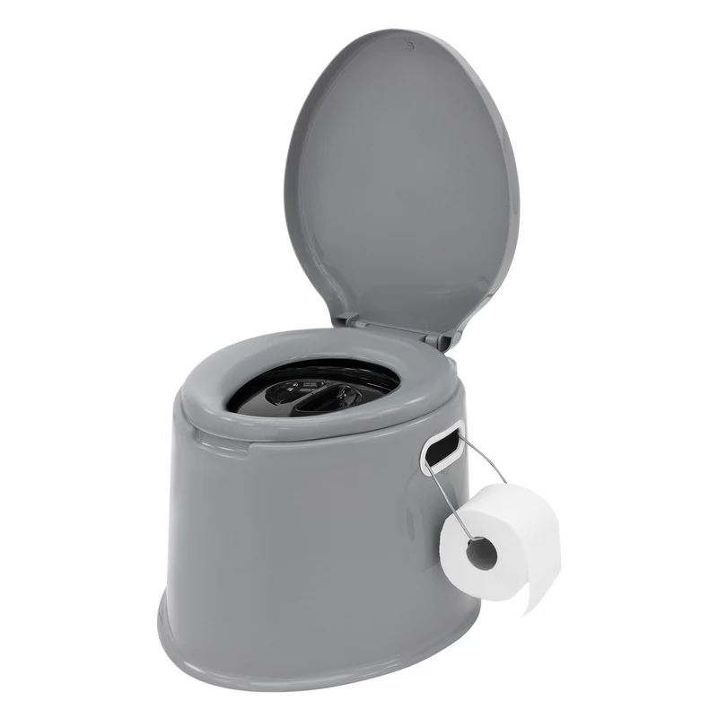 Campingtoilette 5L tragbar, grau, bis 200 kg, aus PP Kunststoff