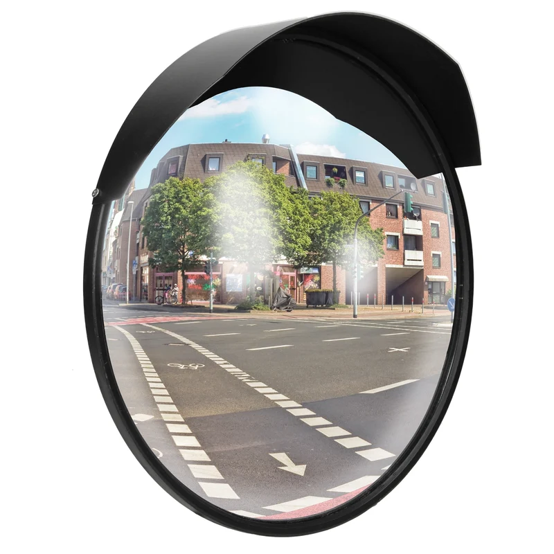 Verkehrsspiegel Schwarz Ø 30 cm mit Halterung