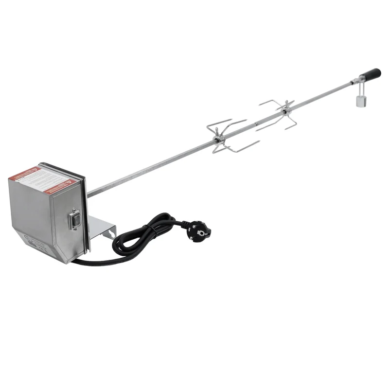 Grillspieß Set 120 cm mit 2x Fleischnadeln und Edelstahl Motor 2U/m inkl. Motorhaltung