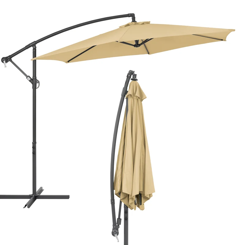 Ampelschirm mit Kurbel Ø 300 cm Braun aus Polyester