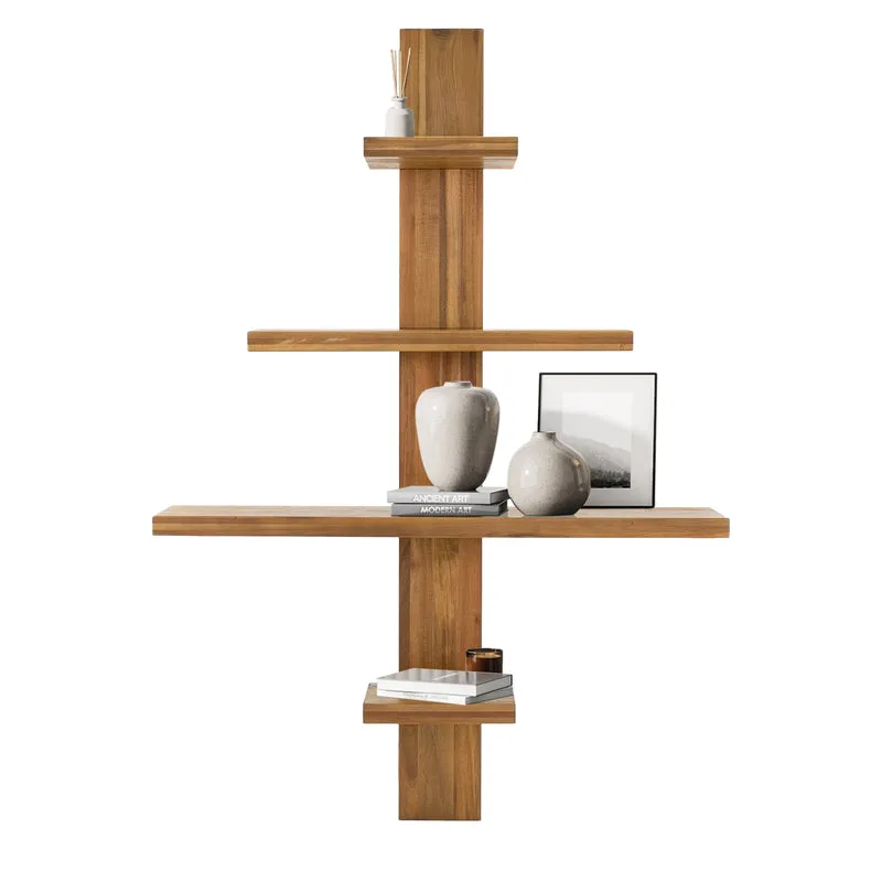 Wandregal mit 4 Ebenen 90x1335x25 cm Braun aus Akazienholz ML-Design
