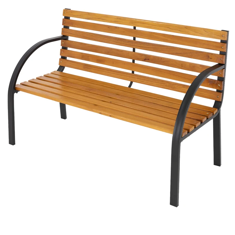 Gartenbank 2-Sitzer 122x84x58 cm Braun aus Metall von ML-Design
