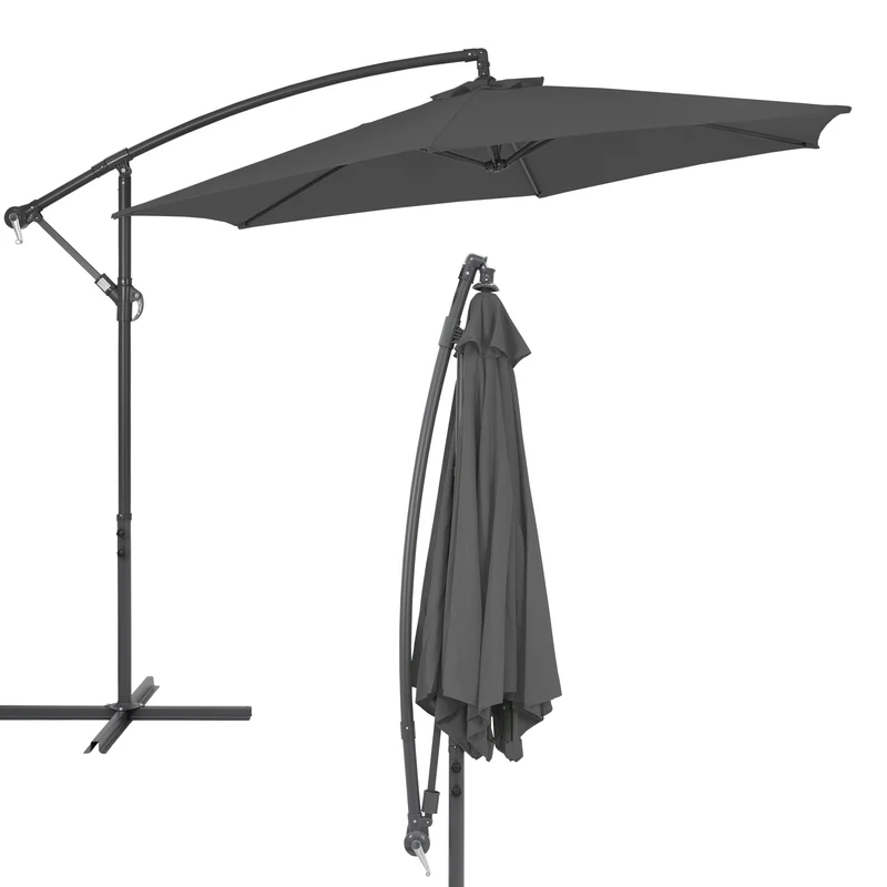 Ampelschirm mit Kurbel anthrazit Ø 300 cm aus Aluminium und Polyester