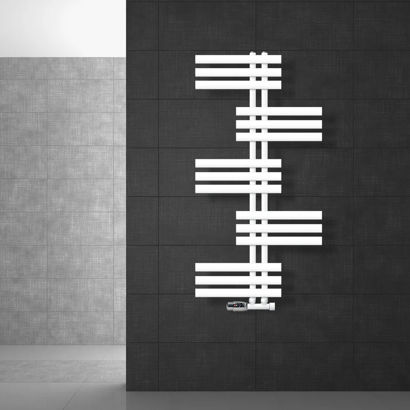 Badheizkörper Leon 600x1200 mm Weiß mit Wand Anschlussgarnitur