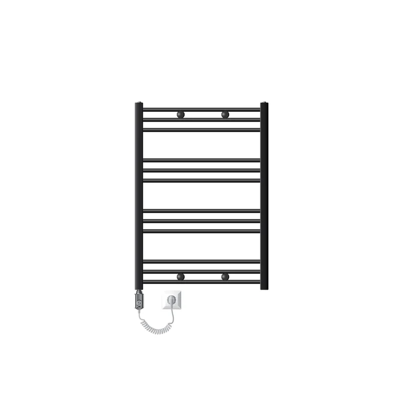 Elektrischer Badheizkörper mit Heizstab 600W 750x800 mm Anthrazit gebogen mit Seitenanschluss LuxeBath