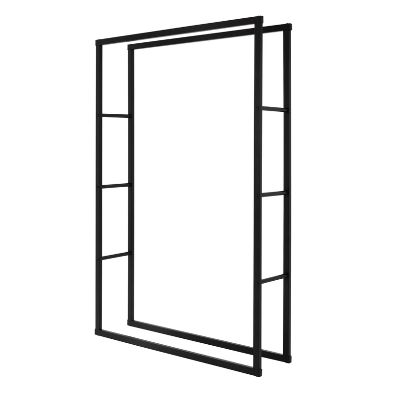 Kaminholzregal rechteckig 100x150x25 cm Dunkelgrau aus Stahl ML-Design