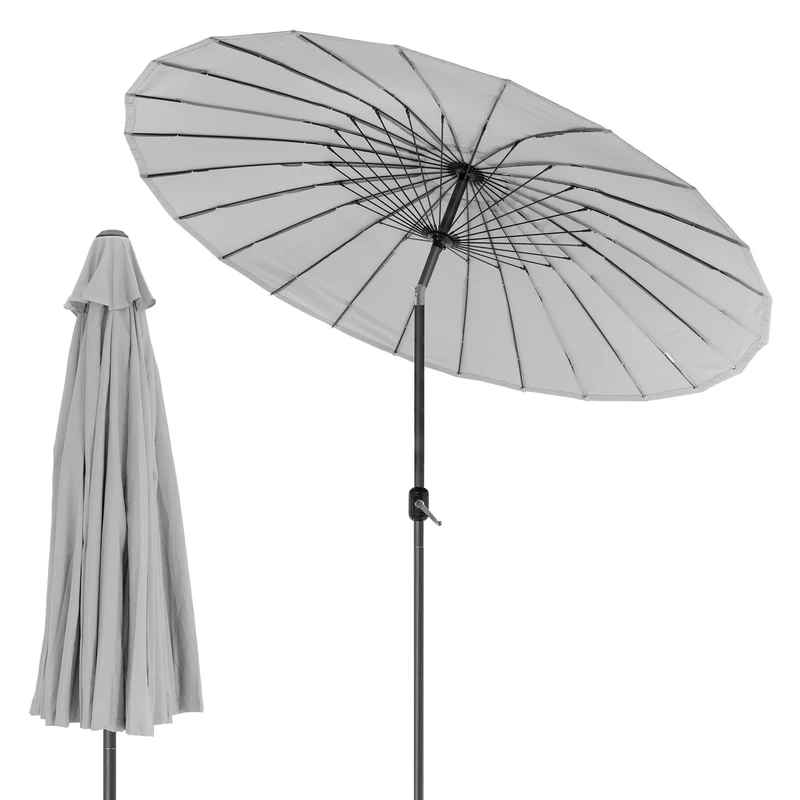 Sonnenschirm Shanghai Ø 325 cm Hellgrau aus Aluminium und Polyester ML-Design