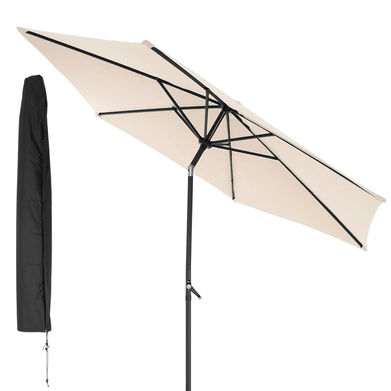 Sonnenschirm mit Kurbel, creme, Ø 300 cm, inkl. Abdeckung