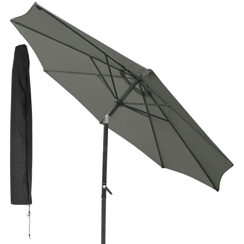 Sonnenschirm mit Kurbel und Abdeckung Ø 300 cm Schwarz aus Polyester ML-Design