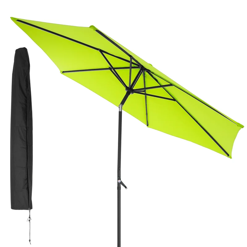 Sonnenschirm mit Kurbel, grün, Ø 300 cm, inkl. Abdeckung