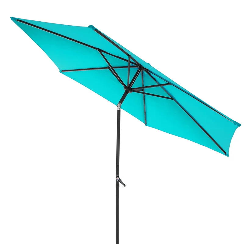 Sonnenschirm mit Kurbel, türkis, Ø 300 cm, aus Aluminium und Polyester