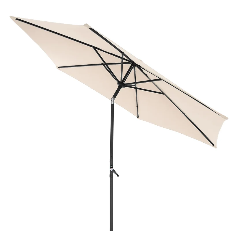 Sonnenschirm mit Kurbel, creme, Ø 300 cm, aus Aluminium und Polyester