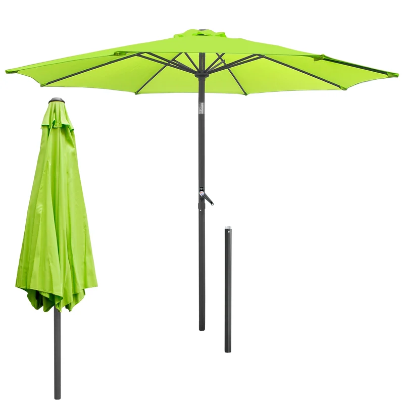 Sonnenschirm mit Kurbel, grün, Ø 300 cm, aus Aluminium und Polyester