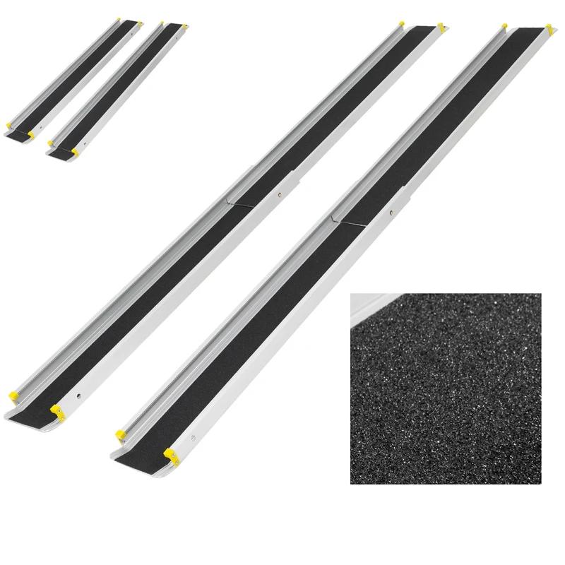 Auffahrrampe 2er Set mit Antirutsch-Belag 122-215 cm aus Aluminium bis 270 kg
