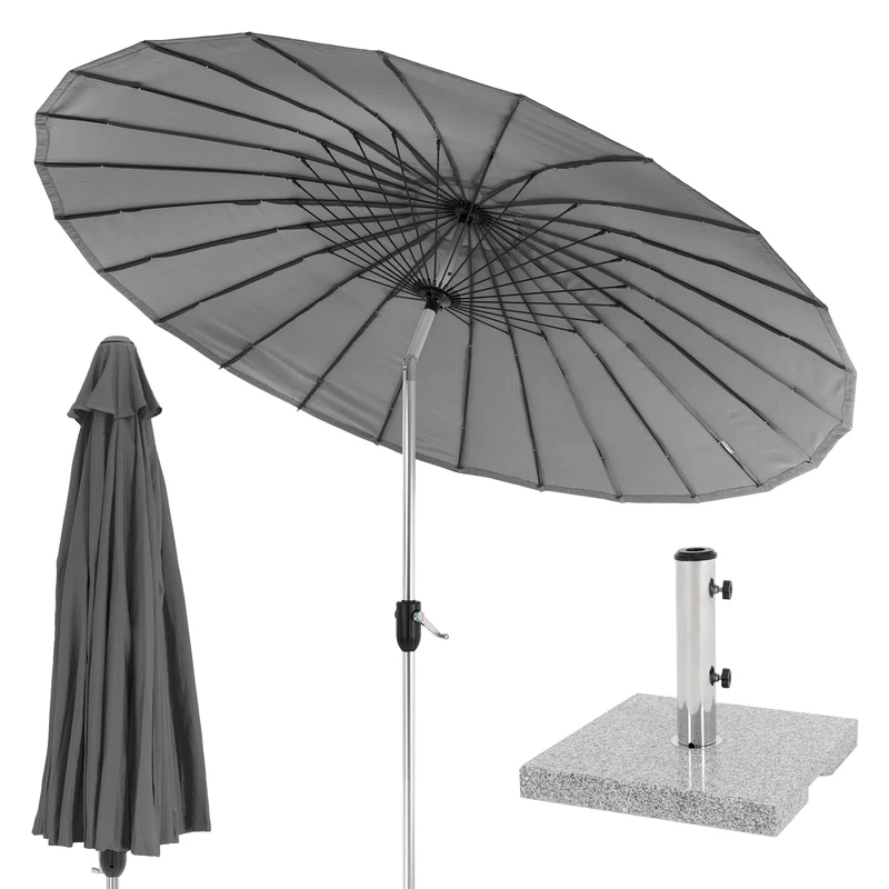 Sonnenschirm Shanghai mit Ständer Ø 270 cm Anthrazit aus Aluminium und Polyester ML-Design