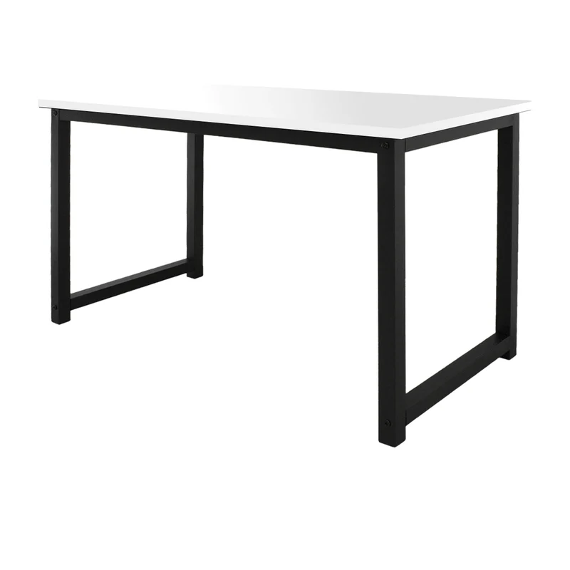 Schreibtisch 120x60x75 cm Weiß-Schwarz aus MDF und Metall ML-Design