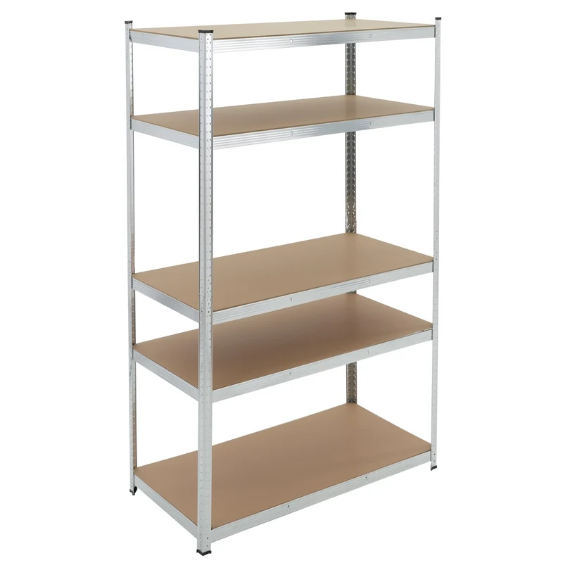Werkstattregal 200x120x60 cm Silber aus MDF Holzfaserplatte und Metall belastbar bis 875 kg