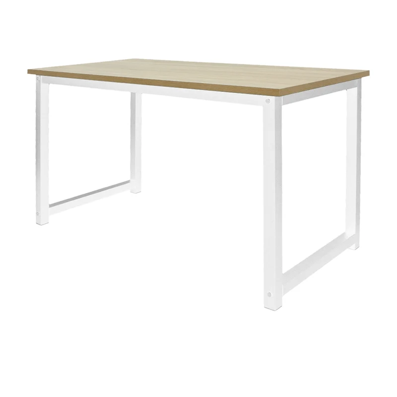Schreibtisch 120x60x75 cm Weiß aus MDF mit Metallgestell ML-Design