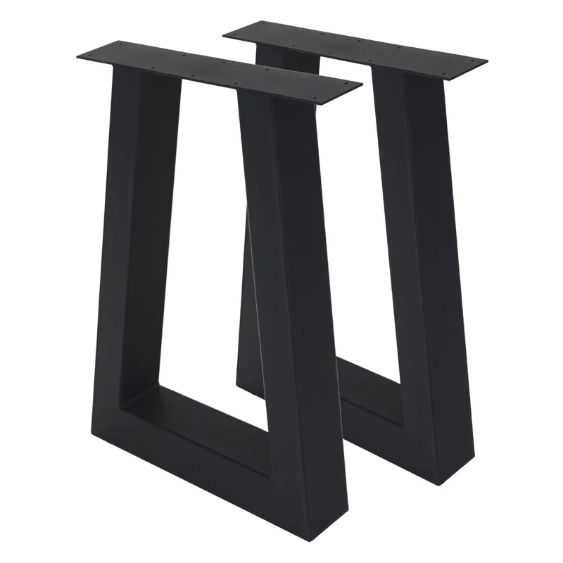Tischbeine Tischgestell 2er Set Trapez-Design 60 x 73 cm Schwarz aus Stahl ML-Design