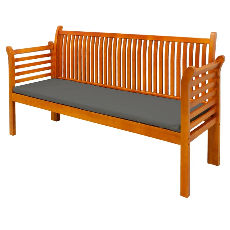 Gartenbank 3 Sitzer Braun 159x49.5x90.5 cm mit Grau Sitzkissen aus massives Kiefernholz und Polyester