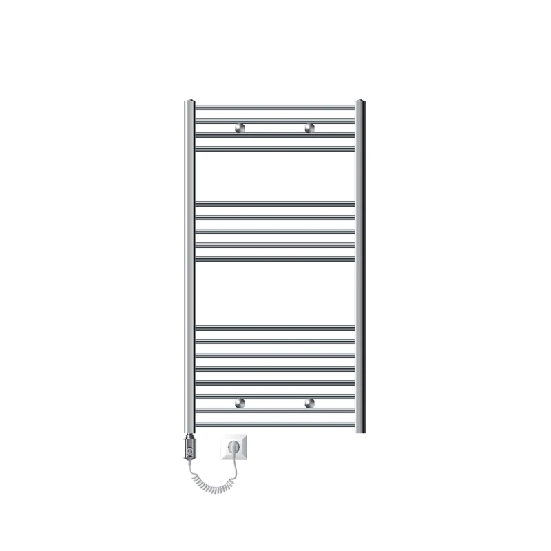 Elektrischer Badheizkörper mit Heizstab 1200W 750x1200 mm Chrome gerade Seitenanschluss & Thermostat Digitalanzeige LuxeBath