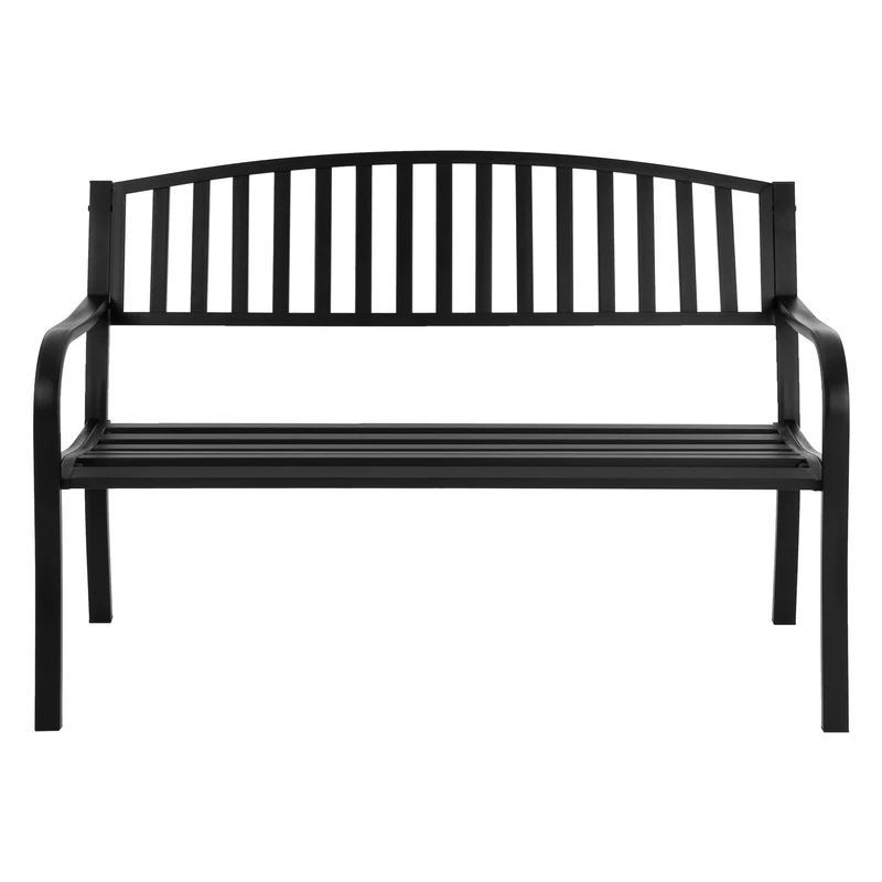 Gartenbank mit Armlehnen & Rückenlehne 127,5x87,5x60 cm Schwarz aus Stahl