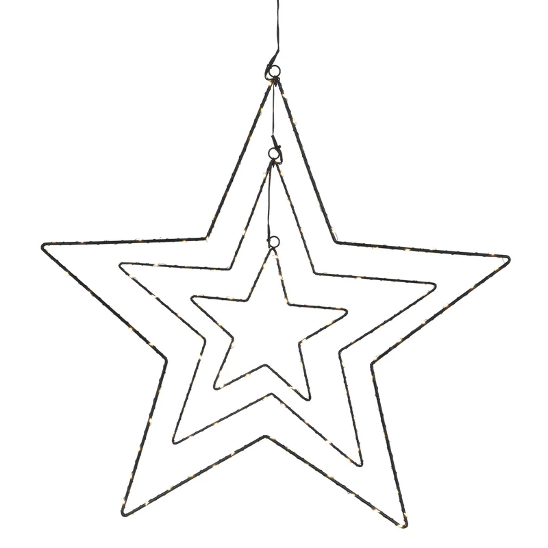 Weihnachtsstern mit 160 warmweißen LEDs 20/41/60 cm Schwarz aus Metall