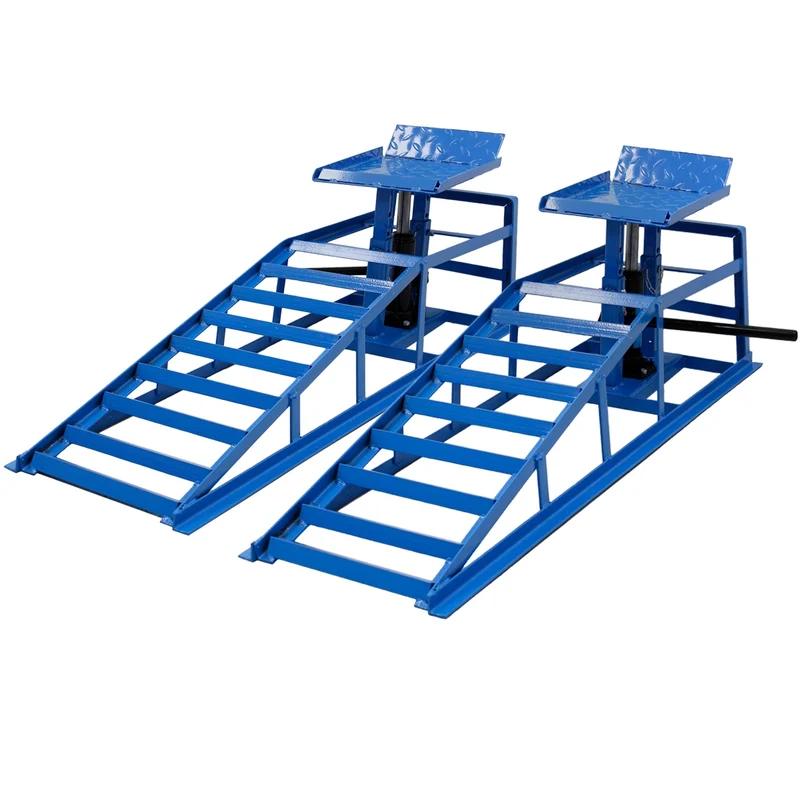 Auffahrrampe 2er Set mit hydraulischem Wagenheber Maximale Belastbar 2000 kg aus Stahl