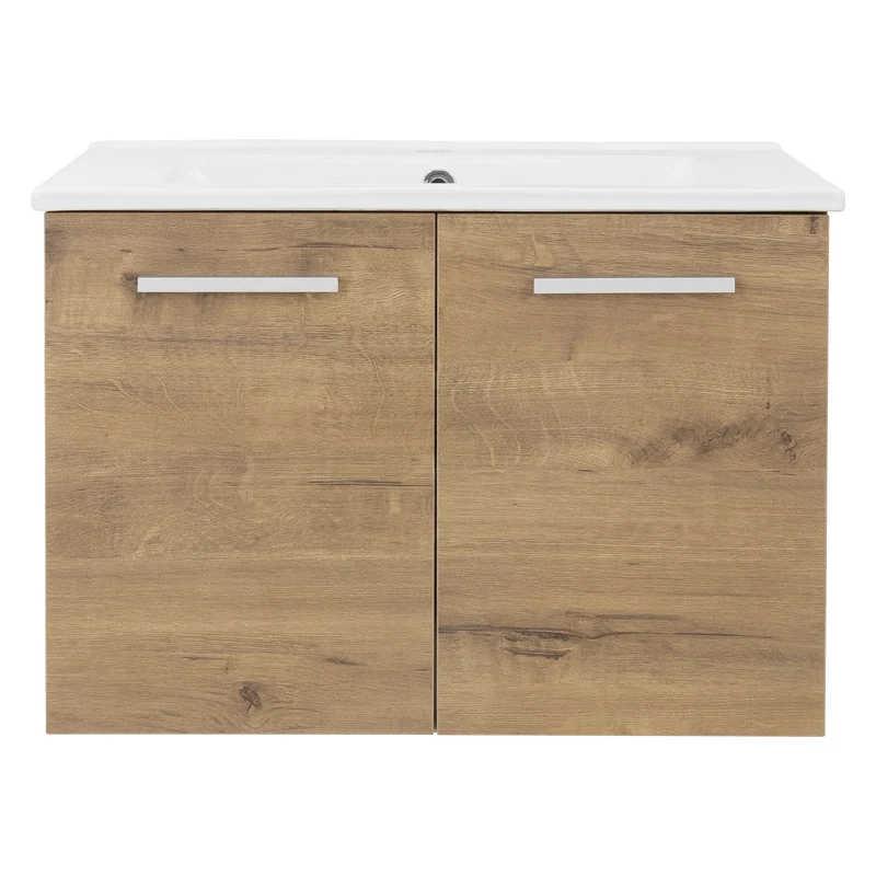 Badmöbel Badezimmermöbel Set 2-Teilig Unterschrank Waschbecken 61x42x46,5 cm Optik in Roteiche ML-Design