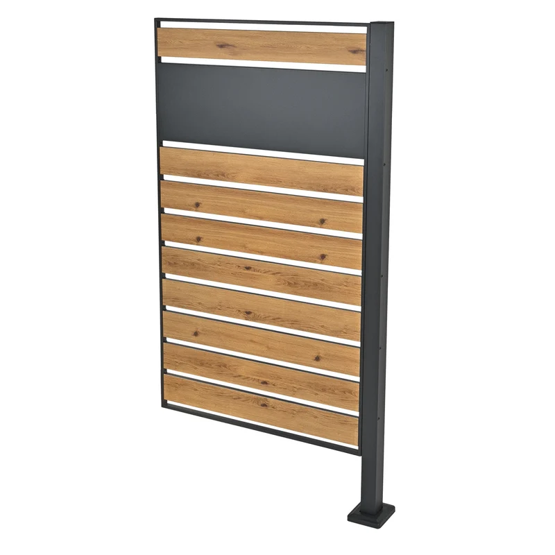 Mülltonnenzaun 83x150 cm Anthrazit/Holzoptik aus Stahl ML-Design