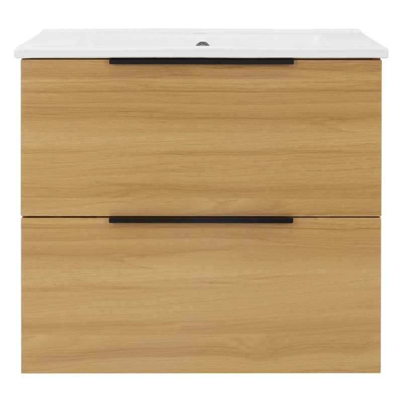 Badmöbel Badezimmermöbel Set 2-Teilig Unterschrank Waschbecken 61x53,5x46,5 cm Optik in Teak ML-Design