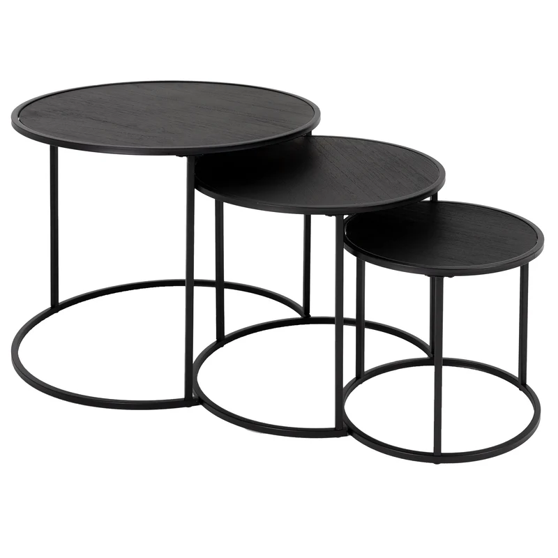 Beistelltisch 3er Set Schwarz ML-Design