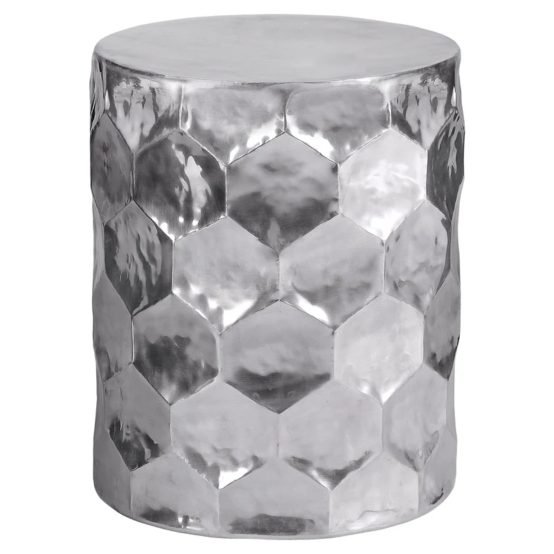 Beistelltisch Bienenwabe Ø 40x50 cm Silber aus Metall WOMO-Design